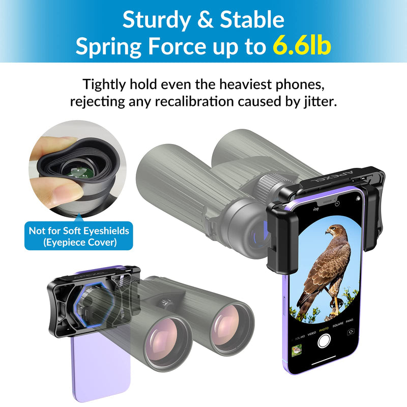[AUSTRALIA] - APEXEL Telescope Phone Adapter, Binocular Photo Adapter for Android & iPhone, Phone Holder Mount for Telescope, Monocular, Binocular, Microscope, Spotting Scope. (Including Bluetooth Shutter Remote) With Shutter Remote 