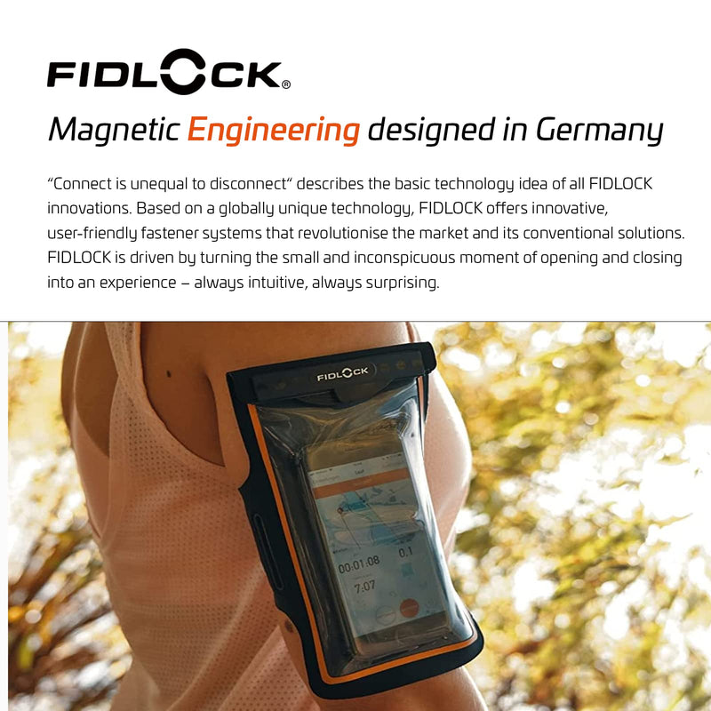 FIDLOCK Hermetic Armband Phone Dry Bag - Waterproof Pouch for Cellphone with Magnetic Self-Sealing Fidlock Closure, Full Touch Functionality through the Case with Optional Arm Width Extension Included