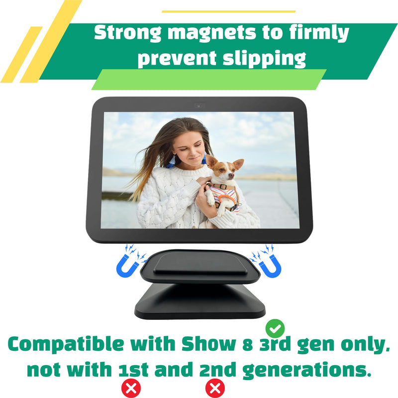 Sintron Adjustable Magnetic Stand Mount for Shᴏw 8 3rd gen, Smart Display Stand Holder with 360 Degree Rotation, Swivel & Tilt Function, Anti-Slip Base - Black Compatible with iPhone 12 & newer models For Show 8