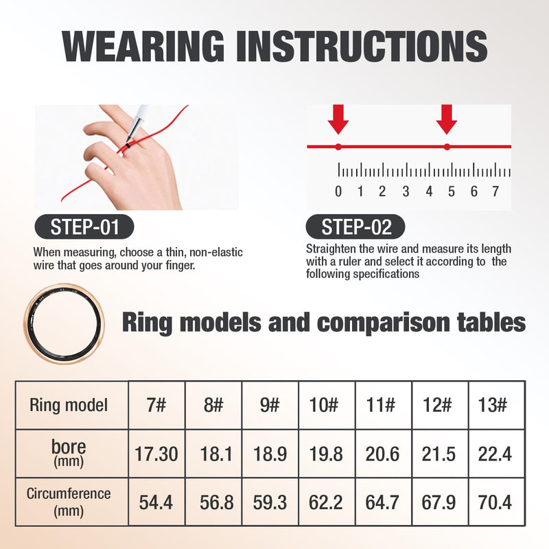 Smart Ring with Heart Rate, Blood Oxygen, Sleep Tracker, Step Tracker | IP68 Waterproof Fitness Tracker Fitness Ring for Women Men, Compatible with iOS & Android Gold 9