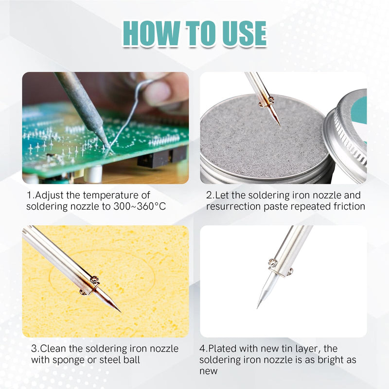 Soldering Tip Cleaner Set, Soldering Tips Reactivator with Desoldering Wire, Tip Activator for Reactivating Oxidised Soldering Tips, Cleaning Tips Cleaner, Soldering Iron Accessories, Gently Removes