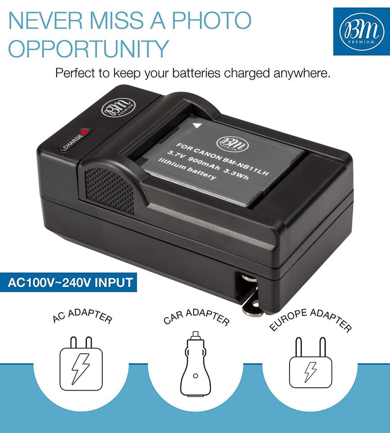 BM 2 NB-11LH Batteries and Charger for Canon Elph 110, Elph 130, Elph 135, Elph 140, Elph 150, Elph 160, Elph 170 IS, Elph 180, Elph 190, Elph 320, Elph 340 Elph 350 Elph 360, SX400 SX410 SX420 Camera