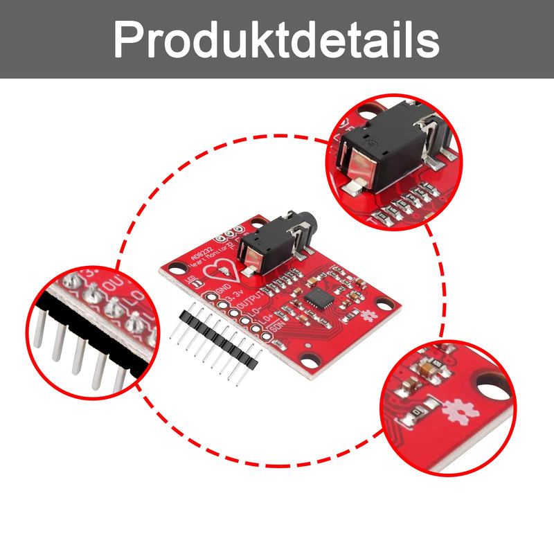 GERUI ECG Module AD8232 ECG Measurement Pulse Heart Rate Sensor Module Kit ECG Monitoring Sensor for Arduino