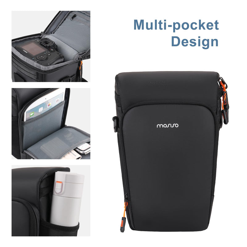 MOSISO Camera Bag, Crossbody Shoulder Bag Padded Camera Case with Lens Kit | Top Access DSLR SLR Photography Bags with Rain Cover & Adjustable Should Strap, Compatible with Canon/Nikon/Sony, Black