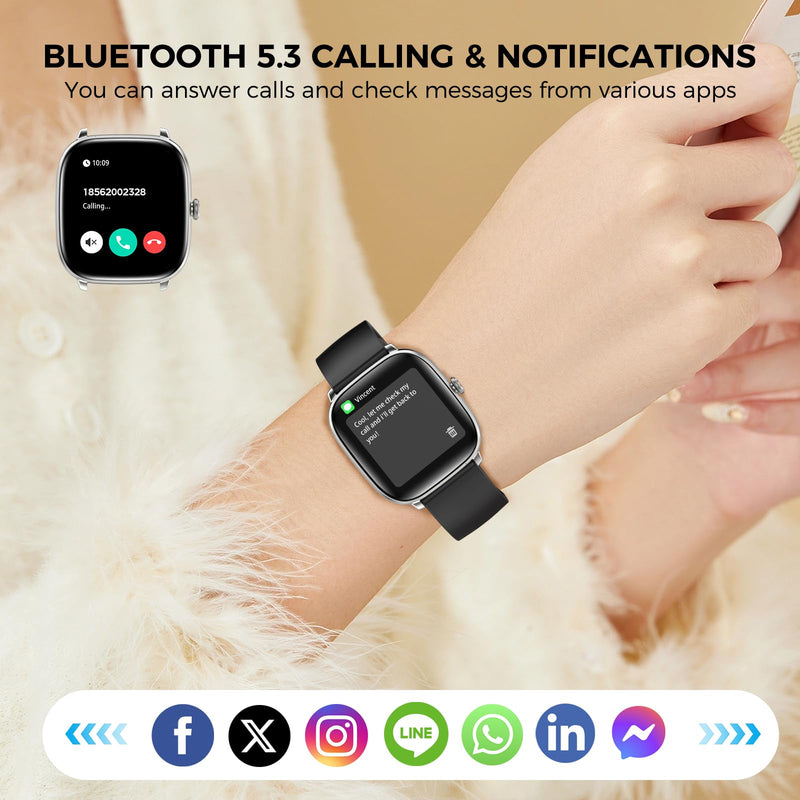 BRIBEJAT Smart Watches for Women Men, 1.75” AMOLED Touchscreen, Bluetooth Calling, Heart Rate/SpO2/Sleep Monitor, 10 Day Battery, IP68 Waterproof Finess Watch Compatible with iPhone Android (Silver) Silver 1.75"