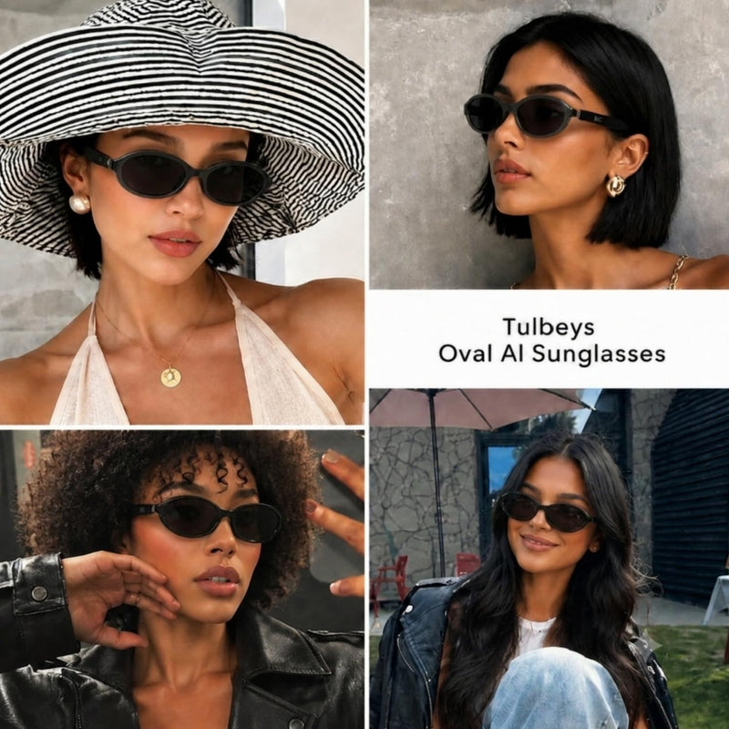 AI Glasses for Women with Thin Temples Cat Eye Smart Sunglasses | Real-Time Translation - 160+ Languages, Open-Ear Audio Lightweight Bluetooth Glasses for Travel, Business - Black
