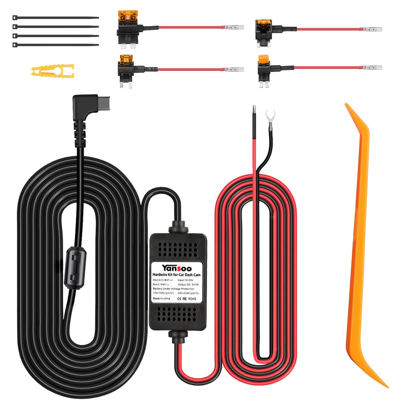 Bundle Include USB C/Type C Hardwire Kit + Yansoo Dash Cam Front and Inside