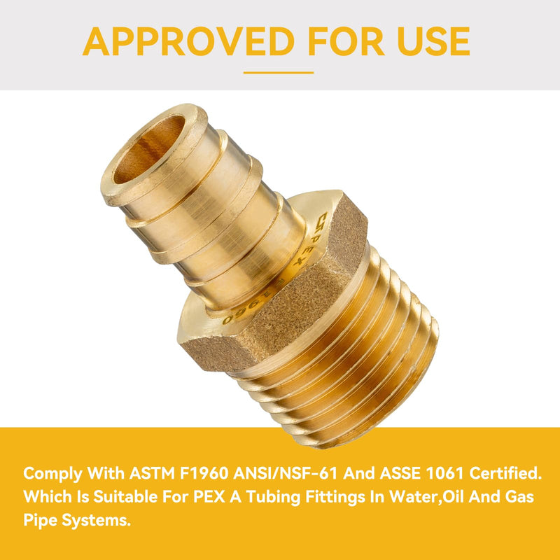 [AUSTRALIA] - 10 Pack PEX-A Fittings, 1/2"x 1/2" Expansion Male NPT Adapter, ASTM F1960 Male Threaded Adapter for A Tubing(PEX1960016) 1/2"x1/2" 10Pack 
