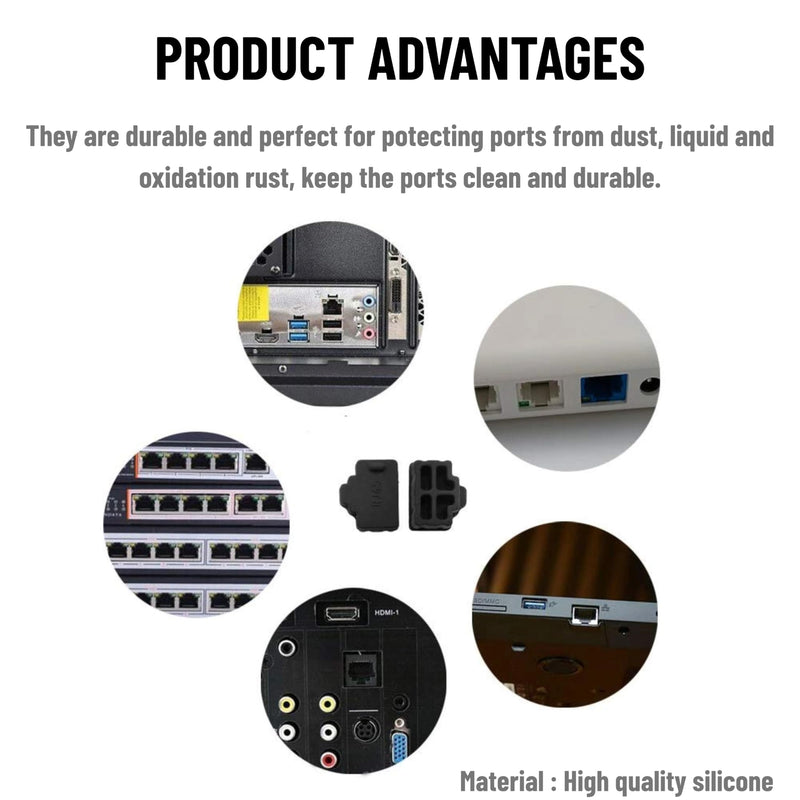 10Pcs Ethernet Dust Cover, RJ45 Anti-Dust Silicone Plugs Protector Stopper Cap for Female Port Protector/Blocker, Port Protector for Switch, Router, Media Converters