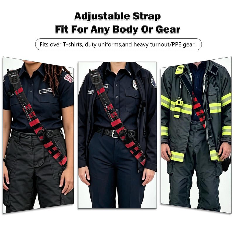 Firefighter Radio Strap Holster with Anti-Sway Strap | Heavy-Duty Radio Strap for Firefighter, EMS, EMT | Adjustable 54""–70"" | Compatible with Motorola APX, BK, Harris