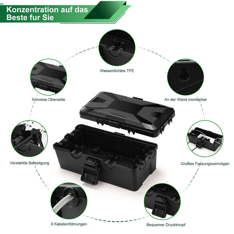 Waterproof Cable Box, Garden Cable Box, Waterproof for Outdoor Use, IP54 Safe Box, Safety Box, Weatherproof Cable Box, Extension Cable Covers, Protect Socket, Timer, Plug mittelgroß