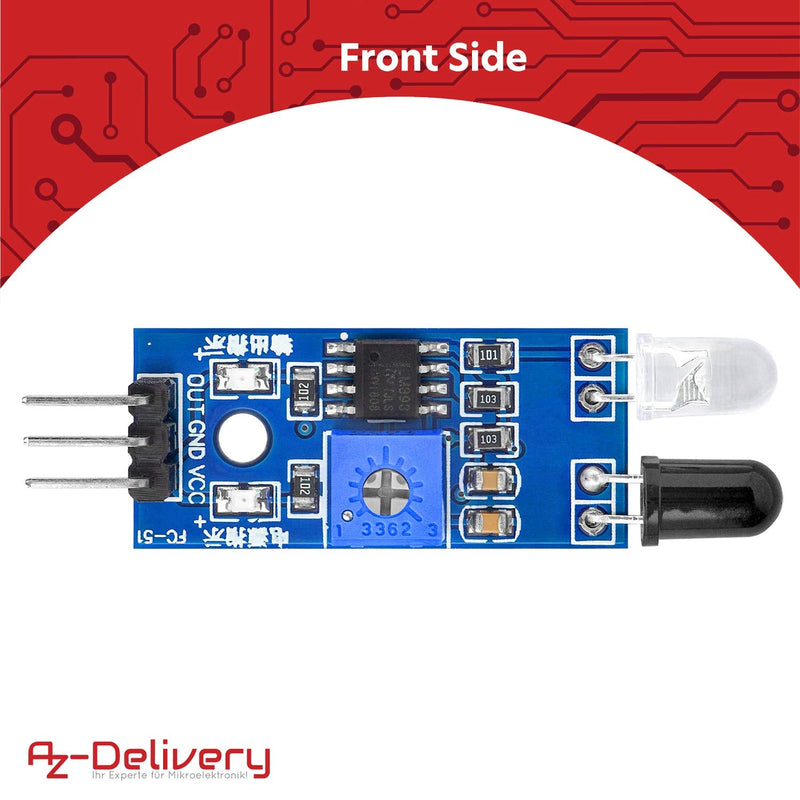 AZDelivery 3 x IR Infrared Module for Obstacle Detection Distance Sensor Compatible with Arduino and Raspberry Pi Includes eBook