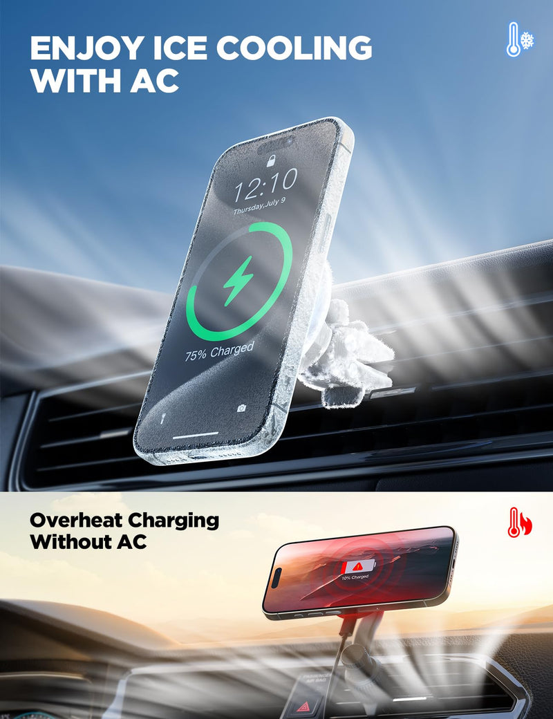 [AUSTRALIA] - JOYROOM for Magsafe Car Mount Charger [15W No Heat Charging], Car Mount for iPhone Wireless Fast Charging, Magnetic Phone Mount Holder for Magsafe Charger Car Phone Holder Vent Fits iPhone 15 14 13 12 