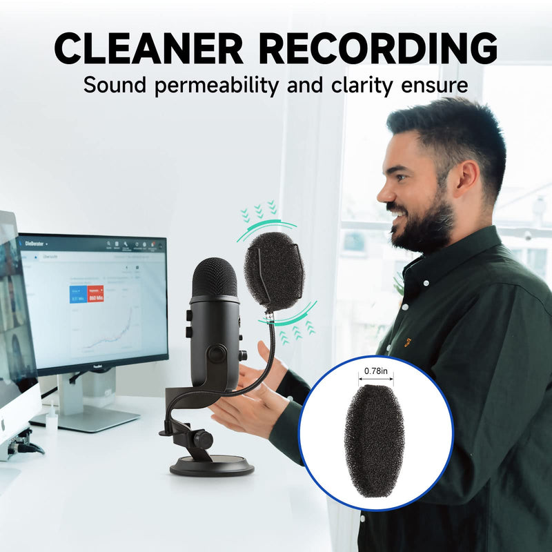 Pop Filter for Microphone - Sponge Layered Pop Wind Screen with Enhanced Flexible 360° Gooseneck Black Pop Filter