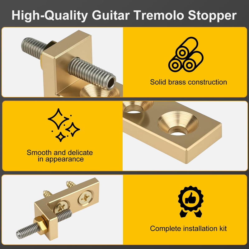 [AUSTRALIA] - Brass Tremolo Stopper Stabilizer Set Suitable for Floyd Rose and Other Floating Bridges Guitar Parts (FMTS) with Screw Wrench 