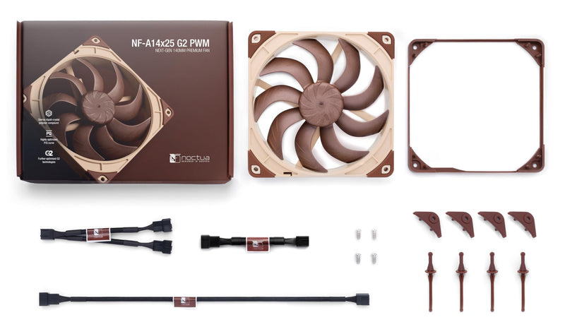 Noctua NF-A14x25 G2 PWM Premium Quality Quiet 140mm PC Fan 4-Pin (Brown)