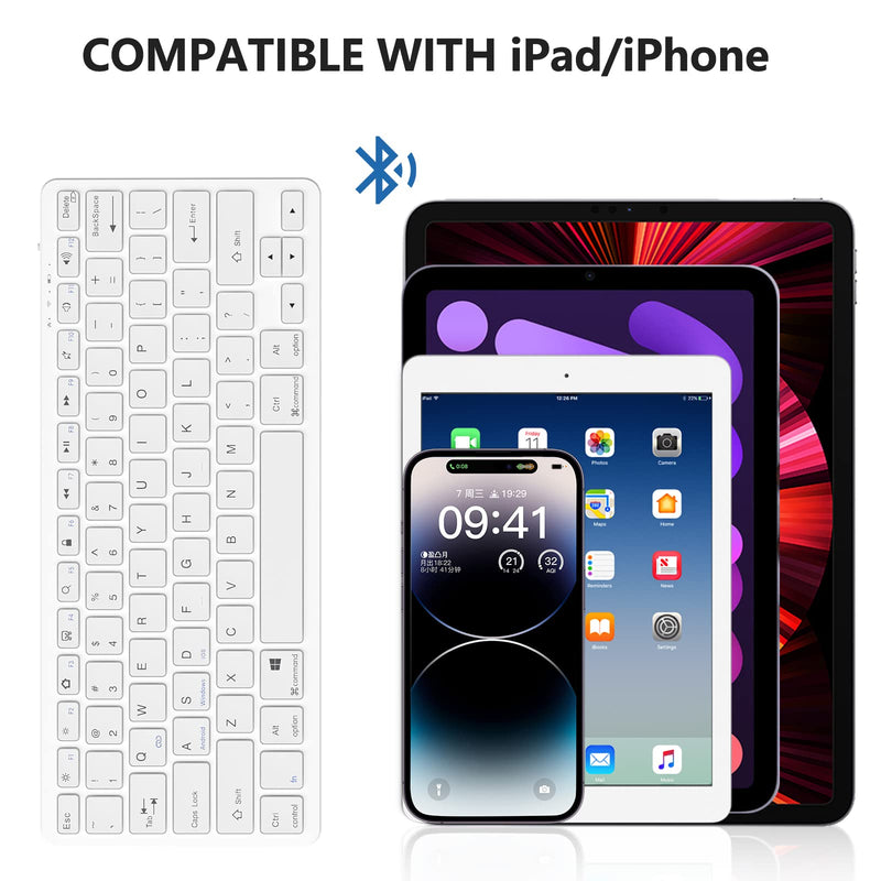 TaIYanG Bluetooth Keyboard for iPad Wireless Keyboard Compatible iPad 10th/iPad 10.2(9th/8th/7th Generation),iPad Air 5th/4th, iPad Pro 11/12.9, iPad 9.7, iPad Mini and All Bluetooth Devices (White) White