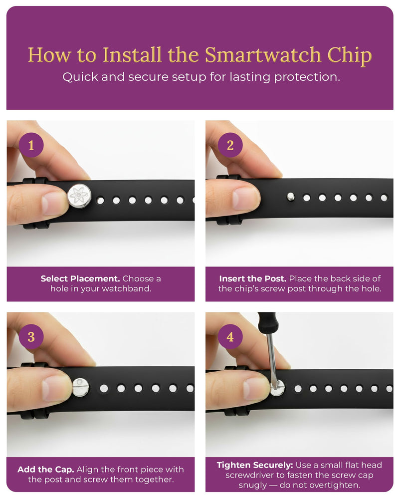 EMF Harmony Smartwatch Chip – Discreet Stainless Steel Bioresonance Rivet Accessory for Apple Watch, Garmin, Fitbit & Fitness Bands – Everyday Balance in a Wireless World