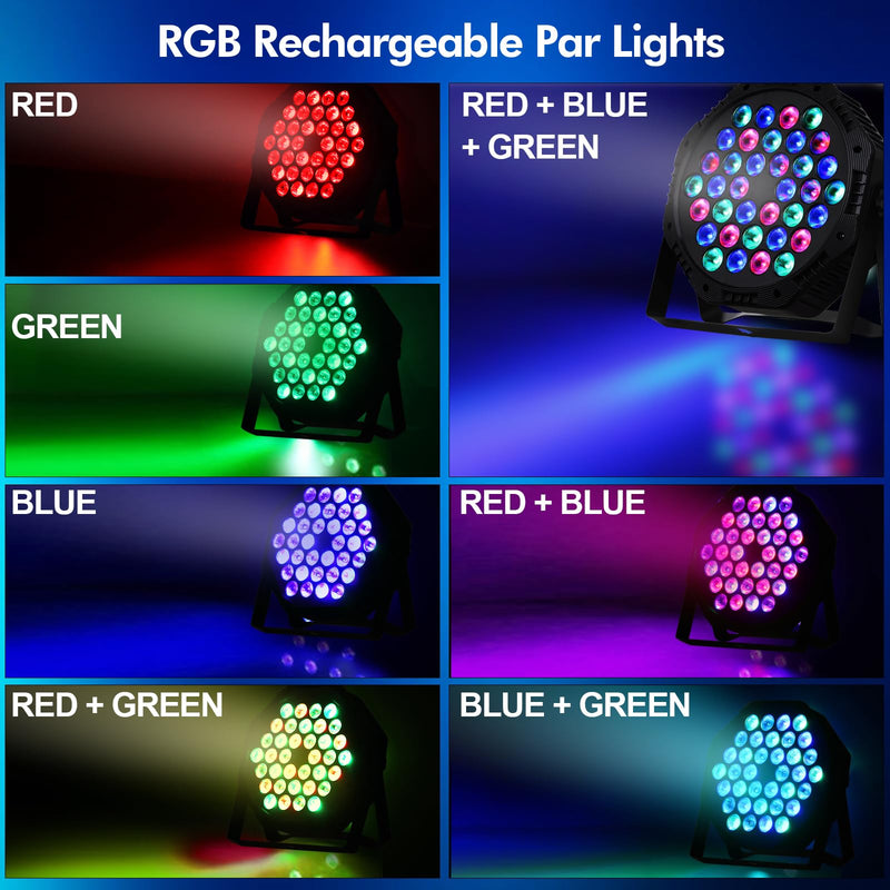 Rechargeable LED Par Can Lights, RGB Battery Powered Stage Uplights with Sound Activated Remote & DMX Control for Festival Event Wedding Bar Church 1