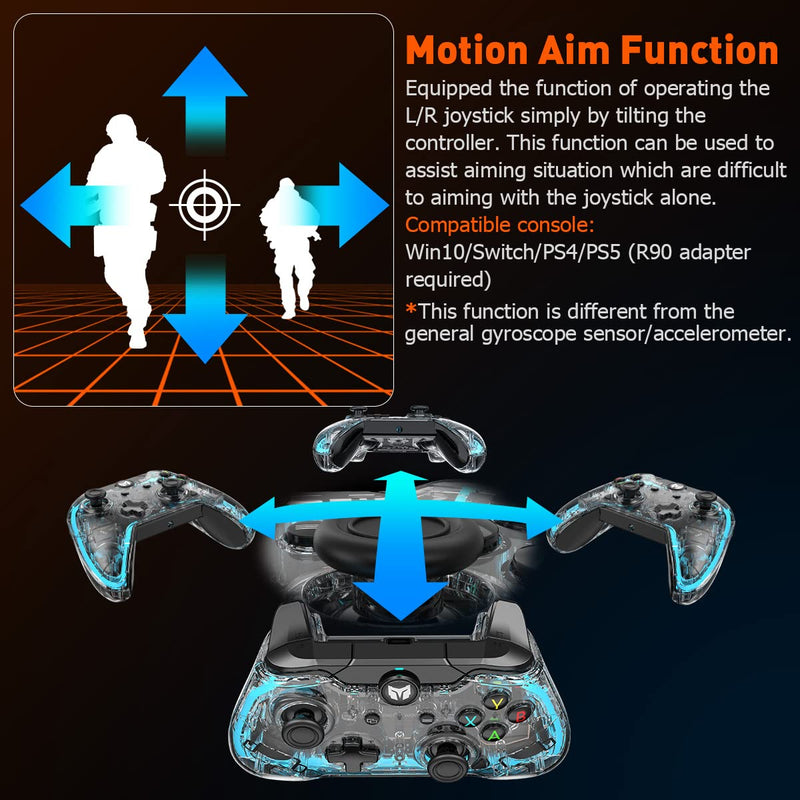 PC Controller, BIGBIG WON Rainbow Wired Game Controller RGB Light, Custom Back Button, Motion Aim, Dual Motor, Linear Trigger, 3.5mm Audio PC Gaming Controller for Win11&10 Controller for Switch - 1pc