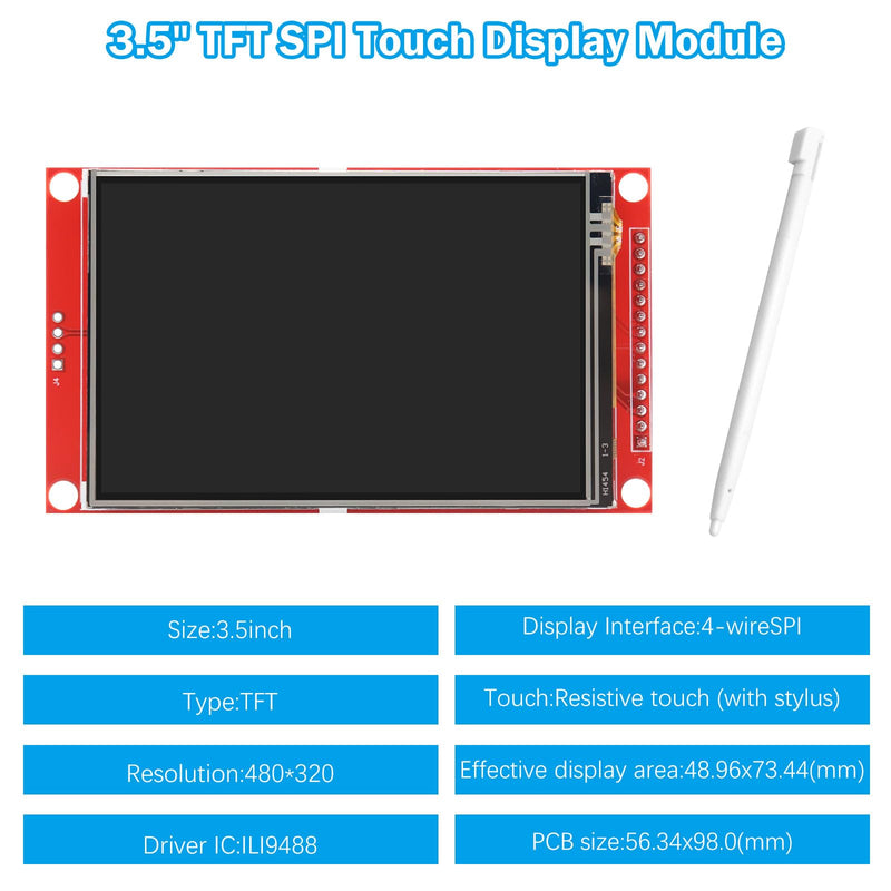 3.5 Inch LCD TFT Touch Display Binghe 3.5 Inch LCD Display Touch Module with Touch Pen 320 x 480 Resolution Driver ILI9488 4-Wire SPI Compatible with Arduino