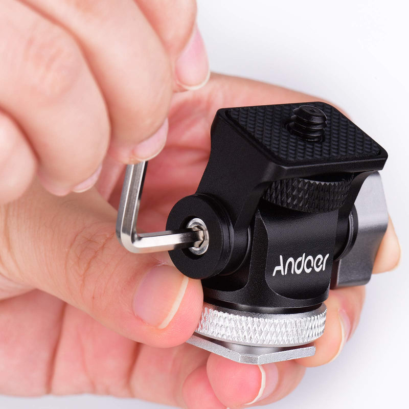[AUSTRALIA] - Andoer Mini Monitor Mount Tripod Head Cold Shoe Adapter Aluminum Alloy 1/4 Inch Screw for Mounting Camera Monitor Flash Microphone LED Fill Light 