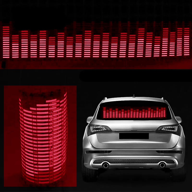 Sound Music Beat Activated Sensor Car Sticker Equalizer Glow Rhythm LED Flash Light Audio Voice Rhythm Lamp,90X25cm (Red) Red