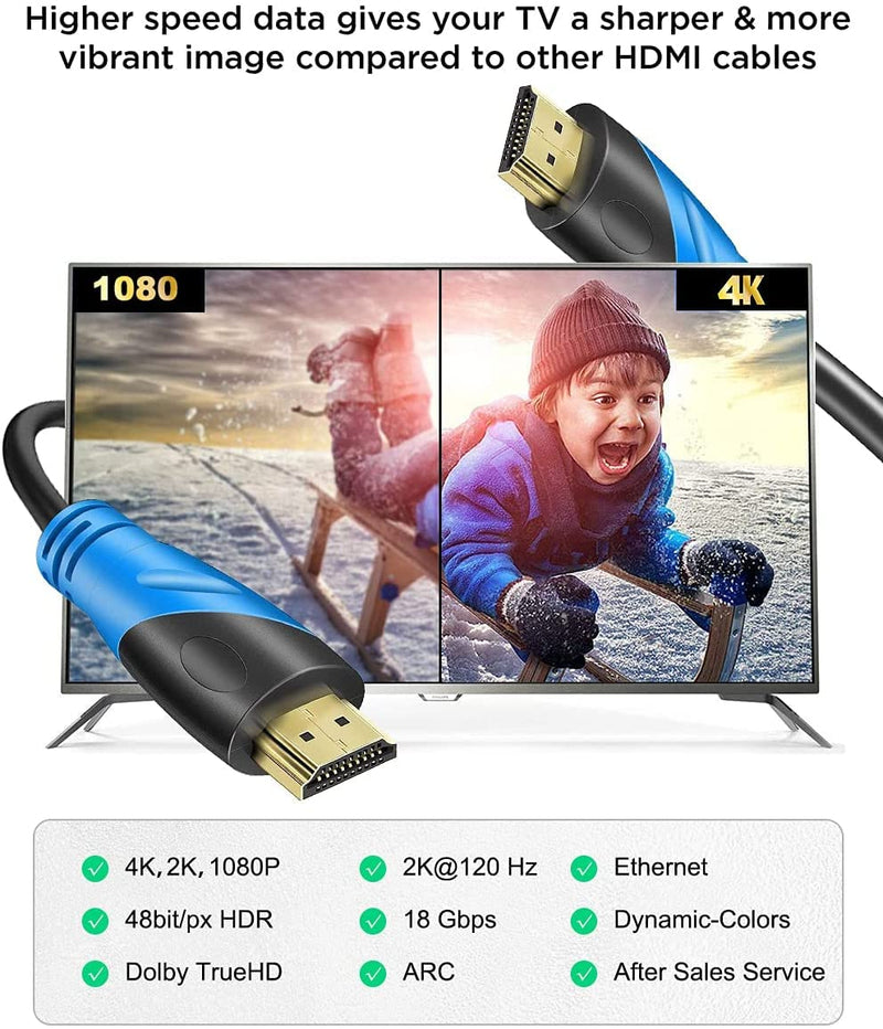 4K HDMI 100 FT Cable (HDMI 2.0,18Gbps) Ultra High Speed Gold Plated Connectors,Ethernet HDMI Cord, 4K@60HZ 2K 1080P 3D ARC Compatible with UHD TV Monitor Laptop Xbox PS4/PS5 ect(30m)
