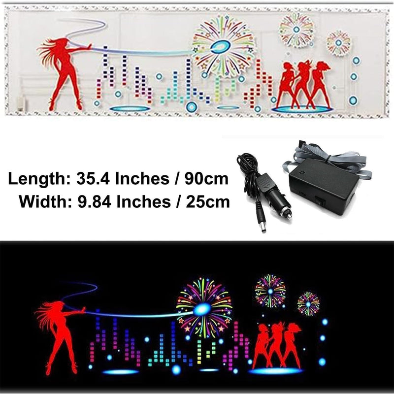 keeda Sound Music Activate Sensor Car Auto Sticker LED Light Equalizer Glow LED Light Audio Voice Rhythm Lamp (Firework, 90x25 cm) Firework
