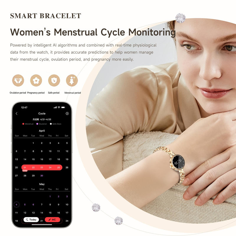 Smart Bracelet for Women Elegant Fitness Tracker Fitness Bracelet with Heart Rate Monitor Sleep Tracker for Android iOS rosegold