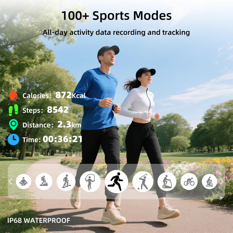 Smart Watch, GPS & Free Maps, 1.96" HD Screen, AI, Bluetooth Call & Text | 24/7 Health, Fitness & Sleep Tracker, 100+ Workout Modes, 5 ATM Water-Resistance, for Men & Women, Android & iOS, 2 Bands Black 1.96"