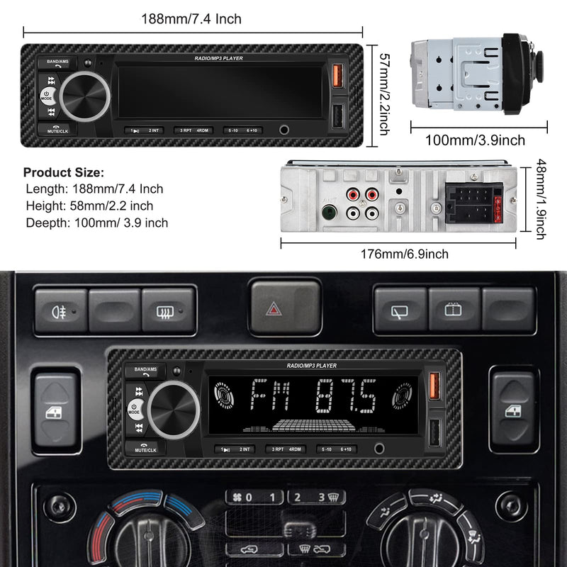 [AUSTRALIA] - UNITOPSCI Single Din Bluetooth Multimedia Car Stereo Radio Bluetooth Hands-Free Calling Audio Receiver FM Radio Car MP3 Player AUX in/Dual USB Port Digital Media, Fast Charging LCD Digital Radio 1 Din MP3 Player 