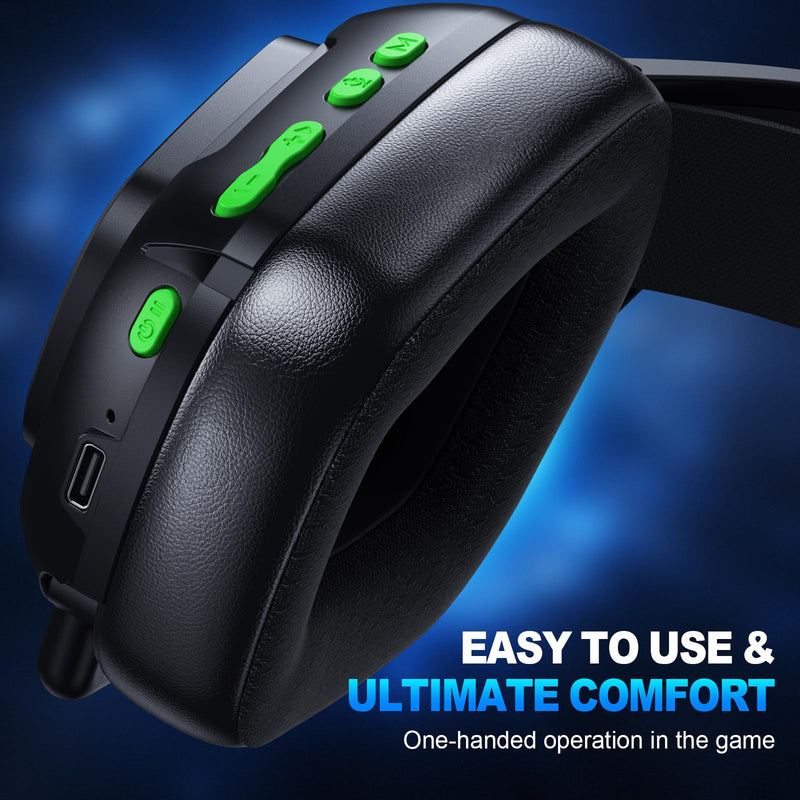 [AUSTRALIA] - 2.4GHz Wireless Gaming Headset for PC, PS5, PS4, Switch & Mac, Bluetooth Headset with Noise Canceling Microphone, Low-Latency Stereo Audio, 50mm Drivers, Up to 50H Battery, Lunar Black 