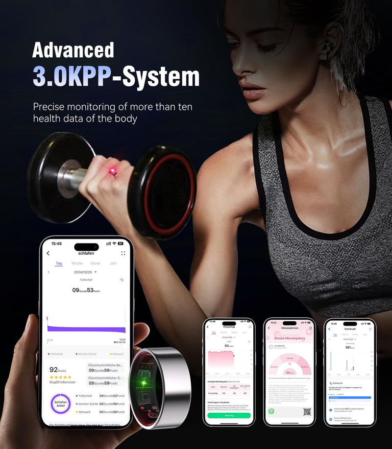 6.0 Smart Ring and Charging Case【Industry First – 0 Measurement Error】【IP68 Waterproof】 2025 Smart Ring for Women & Men for Sleep Tracking Wearable Device,Fitness Ring Silver 12#