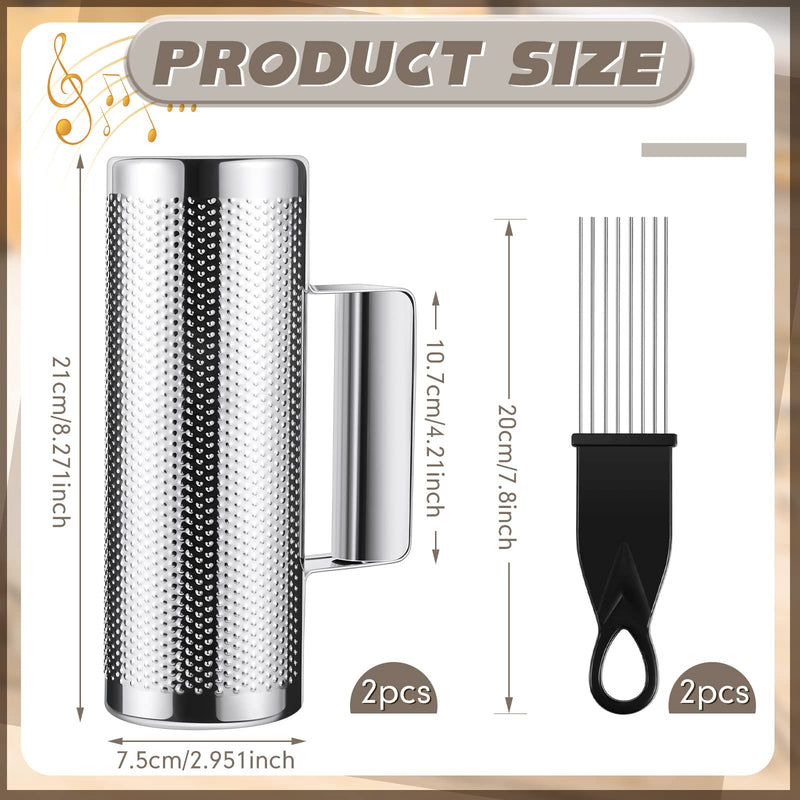 Kathfly 4 Pcs Guiro Instrument Metal Stainless Steel Musical Latin Percussion Shaker with Scrapers for Live Performance(3 x 8 Inch) 3 x 8 Inch