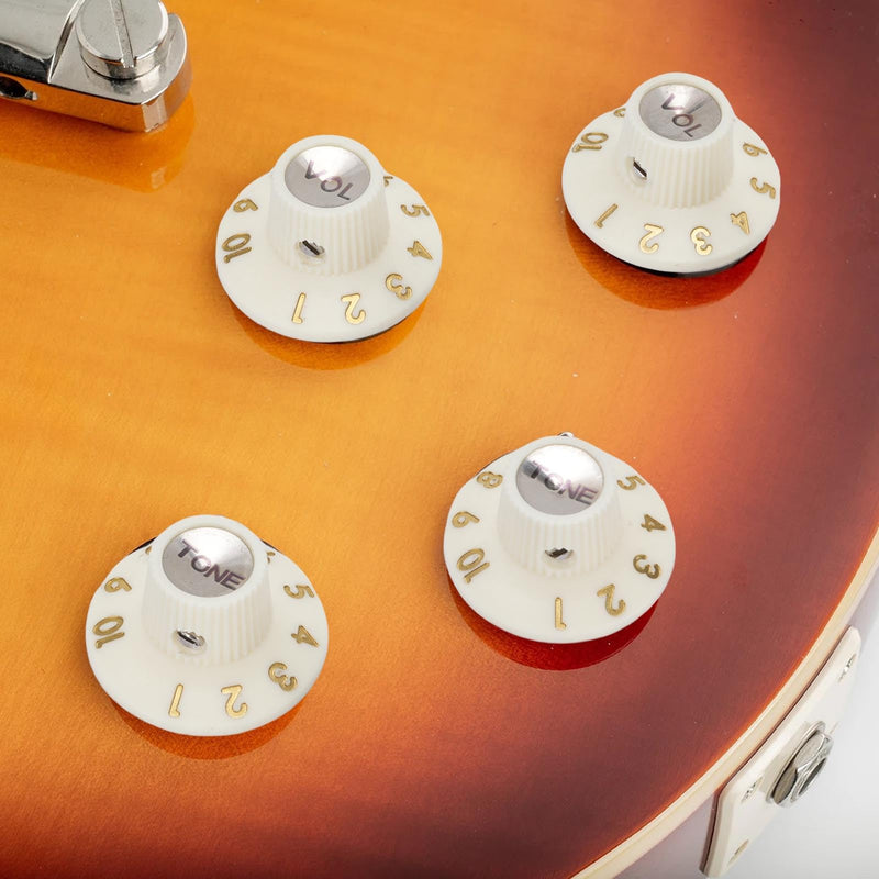 Eujgoov Guitar Control Knobs Retro White Color 2PCS Volume Witch Hat Knobs for Electric Guitar Bass Amplifier Effect Pedal