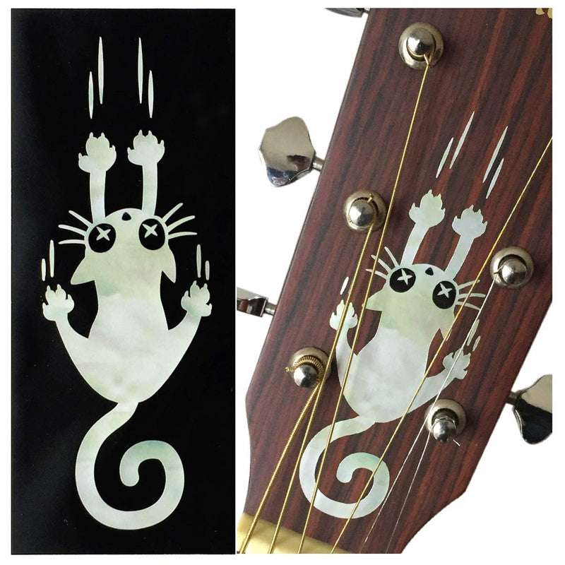 Jamow B-300RC-WT Ripping Slipping Cat - Inlay Sticker for Cats, Guitars and Bass Musical Instruments (WT) White