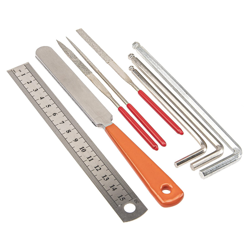 [AUSTRALIA] - 25Pcs Yootones Guitar Repairing Maintenance Tool with Kit String Action Ruler Gauge Measuring Tool Hex Wrench Set Files Fingerboard Guard Understring Radius Gauges Guitar Fret Rocker Leveling 