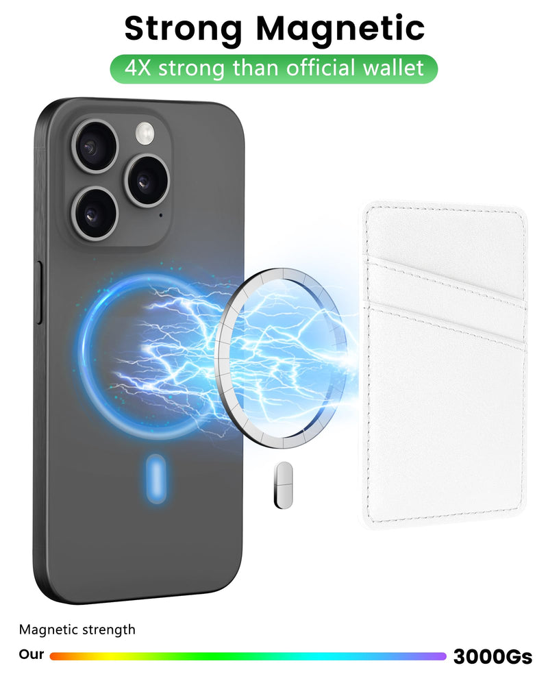 Senose Magnetic Wallet Card Holder Compatible for Magsafe Wallet, Leather Mag-Safe Wallet Card Holder for Back of Phone Compatible for iPhone 15/14/13/12 Mini/Plus/Pro/Pro Max, Mag-Safe Case (Black) A-Black