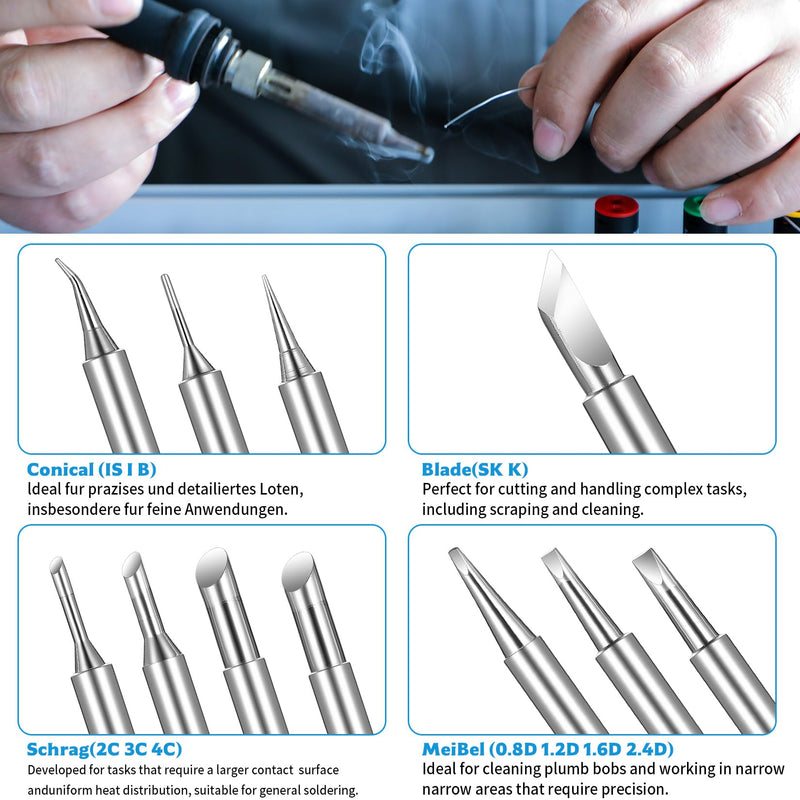 900M Soldering Tips, 14-Piece Soldering Iron Tips Set, Replacement Soldering Tips Set, Welding Tips for Soldering Stations, Compatible with Hakko Yihua Atten More, Soldering Iron Replacement Welding