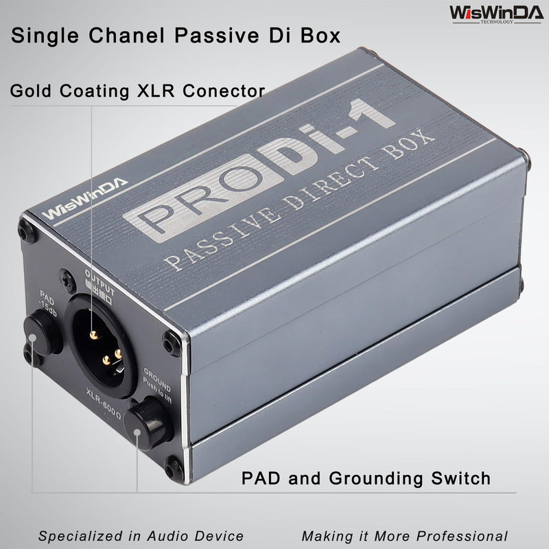 Passive Stereo Direct Box Single Channel Pro XLR Input 1/4” Output Low Distortion Free Phase Distortion for Musical Instruments (Single Channel Pro Passive Direct Box) Single Channel Pro Passive Direct Box