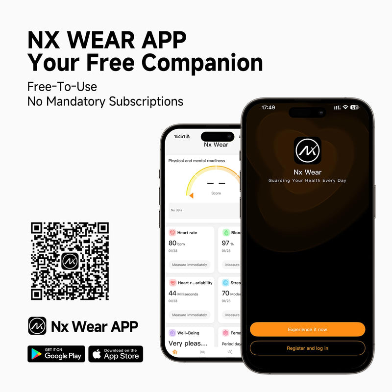 Smart Bracelet, Subscription-Free 24/7 Health Tracking, Heart Rate, SpO2, HRV & Sleep Tracker with IPX8 Waterproof, Wearable Activity & Fitness Tracker, 7-Day Battery, 2 Bands black&black