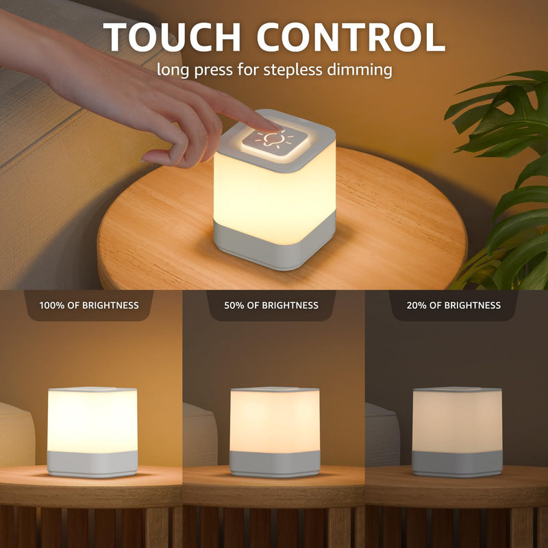uuffoo 2 Pack Rechargeable Small Night Light Touch Dimmable Cordless Lamp | 3-Mode Lighting | 4000mAH Battery Operated | USB Changing | Portable Table Lamp for Bedside Bedroom Travel White A