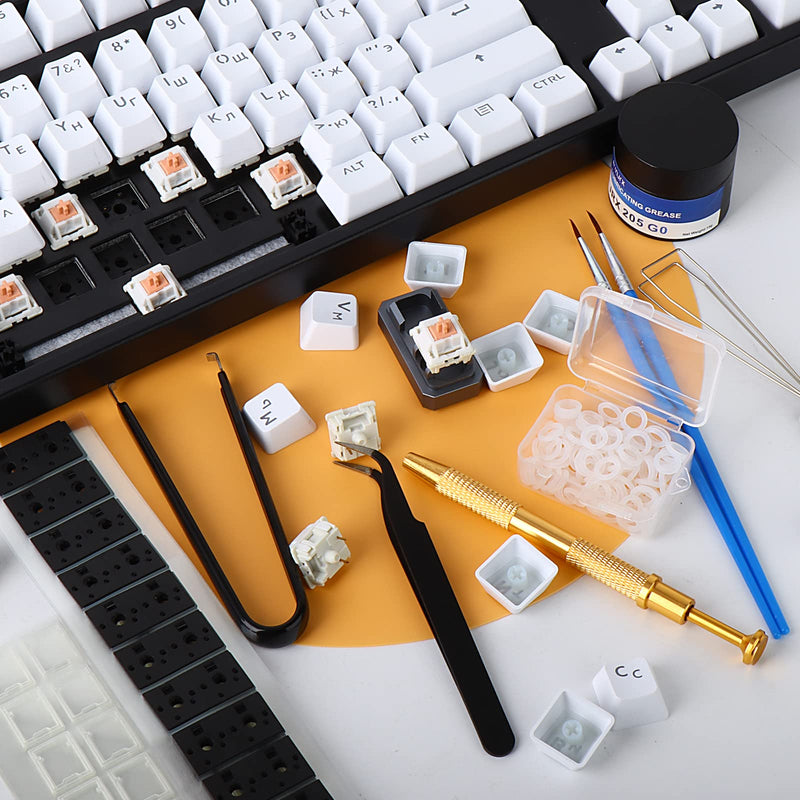 RUNJRX Keyboard Lube Kit JRX 205G0 0.53oz/15g,Keyboard Switch Pad for PCB,Switch Film for MX Kailh Gateron Switch,Keyboard Tools with Keycap Puller Tools kit-4