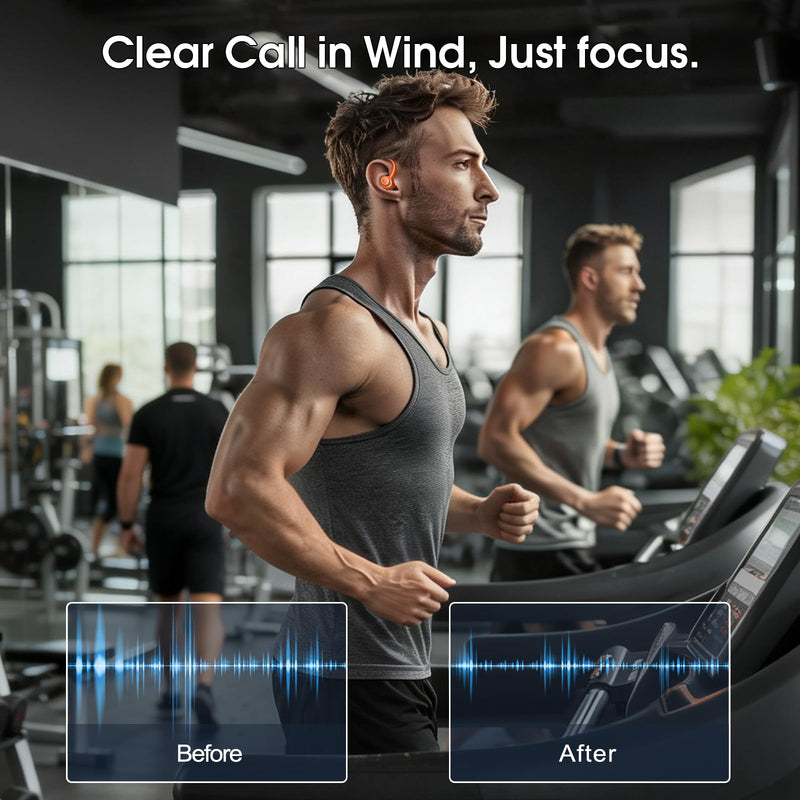 Wireless Earbuds with Earhook, 48H Deep Bass/ENC Mic Ear Bud Pumpkin Orange | Wireless Earphone with LED Display, Bluetooth 5.3 Headphones In Ear, IPX7 Waterproof Over Ear Buds for Running/Workout
