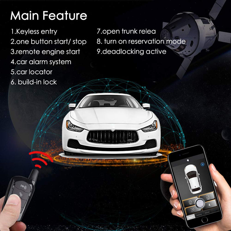 Universal Car Remote Engine Starter Push Engine Start for Car Keyless Entry Lock/Unlock Trunk Release Remote Key or Phone Control Gifts for Man MP900-2