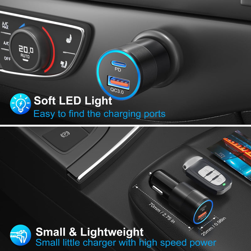 10 Pack USB C Car Charger, Dual 12V USB C & USB Car Charger Apdater Fast Charge PD&QC 3.0 Cigarette Lighter Plug