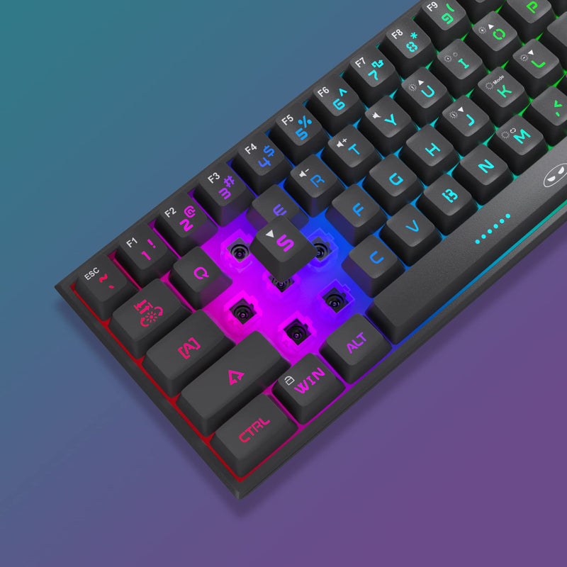 Mini 60% Gaming Keyboard, RGB Backlit 61 Key Ultra-Compact Keyboard, MageGee TS91 Ergonomic Waterproof Mechanical Feeling Office Computer Keyboard for PC, MAC, PS4, Xbox ONE Gamer(Black) Black