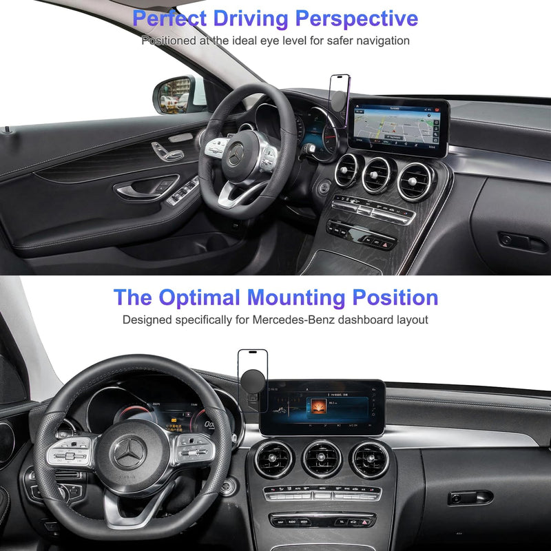 Car Phone Holder for Mercedes-Benz 2020-2022 GLC & 2019-2021 C-Class & 2020-2022 V-Class, 10.25-Inch Center Screen, Strong Magnet, OEM-Style, No View Obstruction Phone Mount Compatible with MagSafe for 2020-2022 GLC & 2019-2021 C-Class(10.25-Inch)