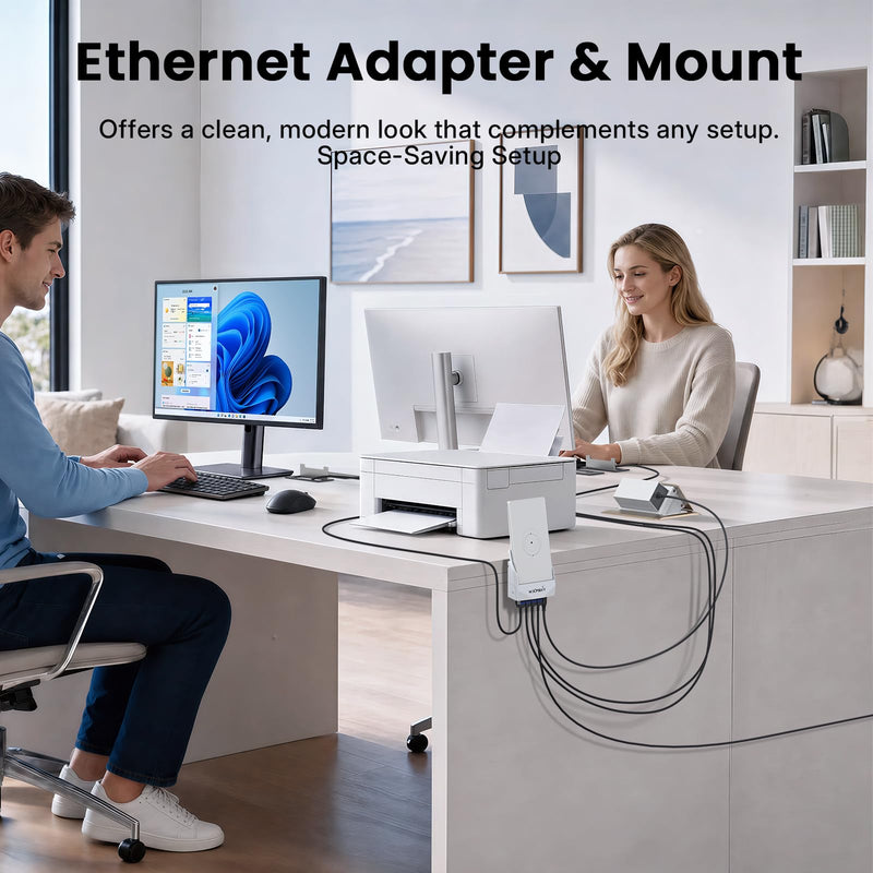 Starlink Router Mini Ethernet Adapter & Mount, Gigabit Docking Station with 3 LAN Ports, Wall-Mount & Adhesive Network Expansion for Home, RV & Office, Compact Plug & Play Internet Splitter